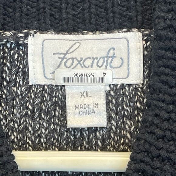 Foxcroft Women's Sweater Vest Size XL Gray Black Cotton Sleeveless Ruffled Trim - Picture 3 of 15